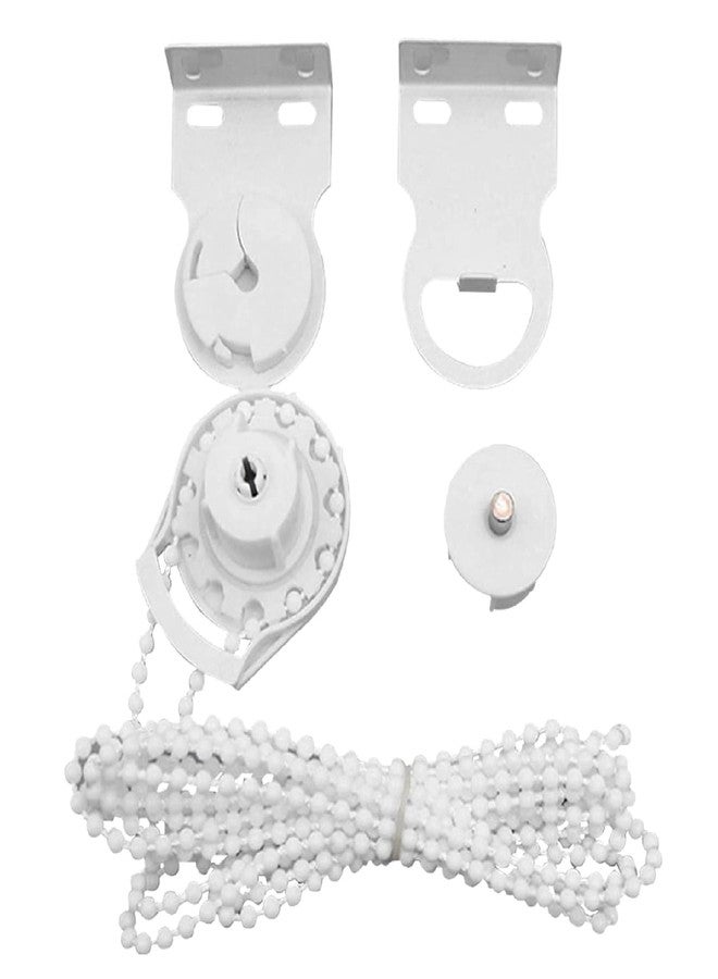 Viewlite Roller Blind Components Kit - Includes Brackets, Control Unit with Beaded Chain, End Cap for Bottom Rod, Screws & Wall Plugs - Standard 38mm Window Blind Fitting Set - Image 1